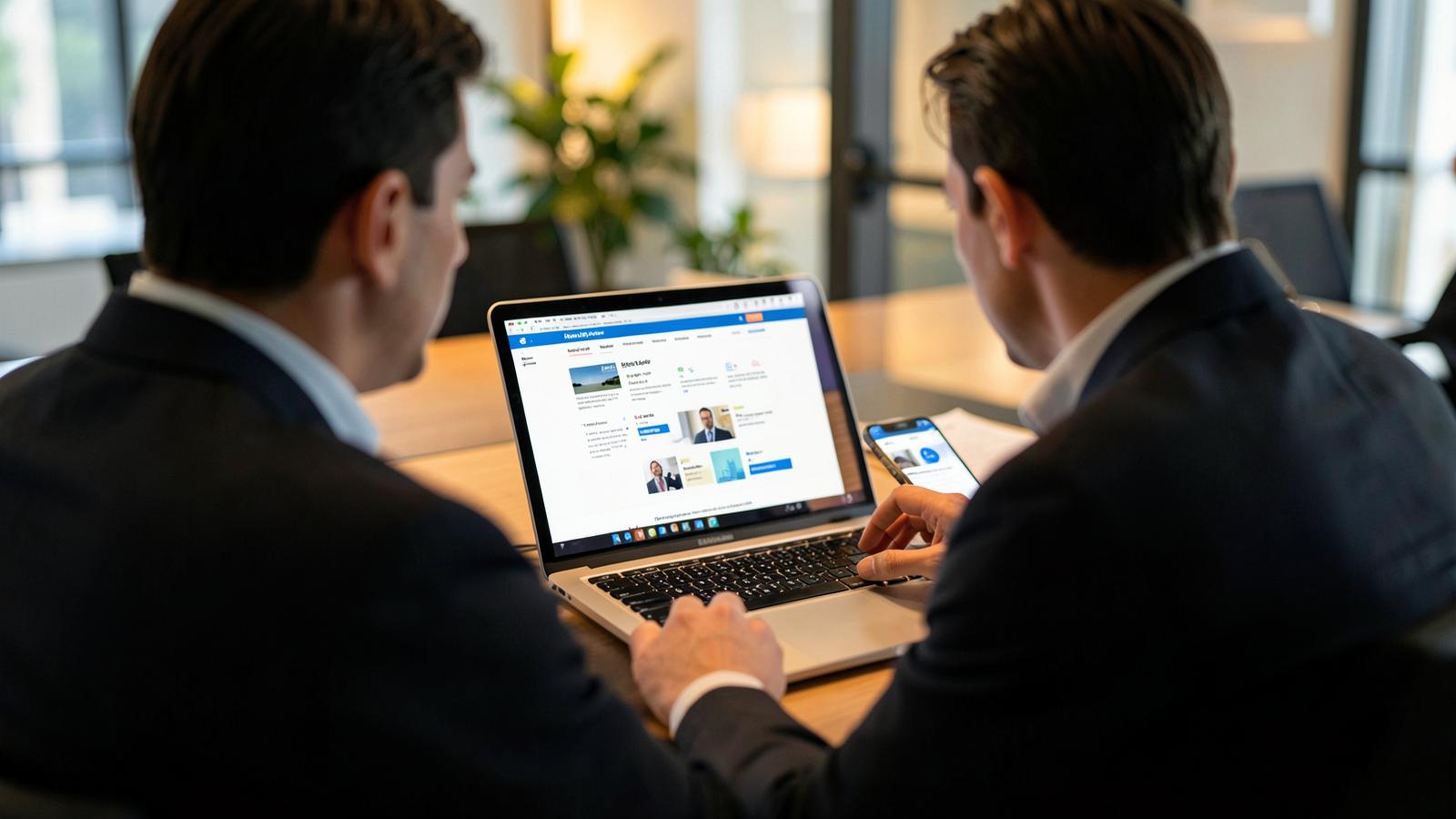 A potential customer researching a business online before reaching out